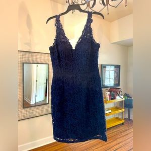 Gorgeous navy lace overlay slip dress size 10